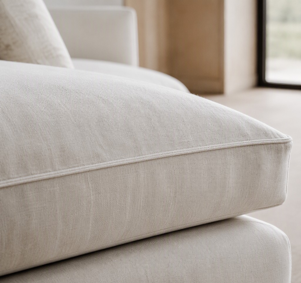 Tailored seam detail on linen cushion